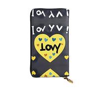 KadUe Love You with All My Heart Portefeuille en cuir tendance pour femme, plusieurs compartiments pour cartes et cartes de crédit, Noir , Taille unique, Contemporain