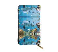 KadUe Ocean Dolphin Looking at You Portefeuille en cuir tendance pour femme, plusieurs compartiments pour cartes et cartes de crédit, Noir , Taille unique, Contemporain