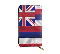 KadUe Portefeuille en cuir avec drapeau d'Hawaï pour femme, plusieurs compartiments pour cartes et cartes de crédit, Noir , Taille unique, Contemporain