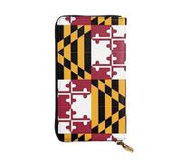 KadUe Portefeuille en cuir avec drapeau du Maryland pour femme, plusieurs compartiments pour cartes et espèces, cartes de crédit, Noir , Taille unique, Contemporain