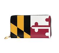 KadUe Portefeuille en cuir avec drapeau du Maryland pour femme, plusieurs compartiments pour cartes et cartes de crédit, Noir , Taille unique, Contemporain
