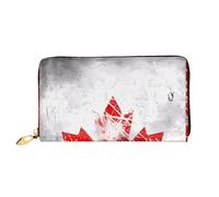 KadUe Portefeuille rétro en cuir avec drapeau du Canada pour femmes, plusieurs compartiments pour cartes et cartes de crédit, Noir , Taille unique, Contemporain