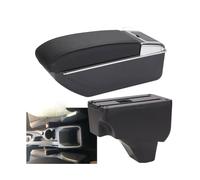 Kadue Voiture Accoudoirs Boîte de Rangement pour Peugeot 208 2008 2019-2024, en Cuir BoîTe Accoudoir Console Centrale Stockage Box Protection Accessoires,Black-Line-D/NoUSB