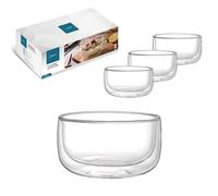 Kadum Lot de 4 verres à dessert à double paroi de 350 ml - Bol à céréales - Bol à dessert dans un coffret cadeau avec effet flottant - Idée cadeau parfaite - Passe au lave-vaisselle
