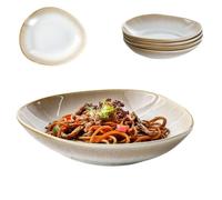 Kadum Lot de 6 bols ovales en céramique - Saladiers - Assiettes à pâtes - Assiettes à salade - Bol à dessert - 21,7 x 19 x 4,3 cm