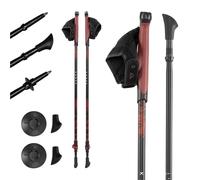 KADVA Bâtons de Marche Nordique Nordic Walking HALNA Couleur Rouge avec Taille Réglable 84-135 cm Système de Blocage Rapide Quick Lock pour Un Blocage Stable et Sécurisée