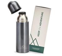 KADVA Bouteille isotherme VULCAN en argent - Capacité : 1000 ml - En acier inoxydable léger et compact - Couvercle et gobelet 2 en 1 - Isolation sous vide - Garde au chaud et au froid - Design élégant