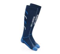 KADVA Chaussettes de ski Woolan extra chaudes pour homme - Taille 45/47 - Bleu marine - Laine mérinos - Chaussettes thermiques chaudes et respirantes pour l'hiver - Construction haute qui protège