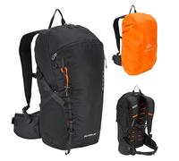 KADVA - Sac À Dos De Randonnée Fleiro 30 L avec Dos Ventilé Et Armature, Accès par Le Bas Au Compartiment Principal, Poche D’Hydratation Et Housse De Pluie Intégrée - Noir