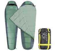 KADVA Sac de Couchage de Camping Fran L avec Épissure Côté Gauche Dimensions 220 cm x 75 cm Sac de Couchage Vert avec Capuche pour la Tête Température de Confort 10 Degrés