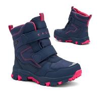 KADVA Snowy Bottes d'hiver pour enfants, taille 28, couleur bleu marine/vert, bottes d'hiver imperméables et respirantes pour enfants, semelle antidérapante et protection renforcée des orteils