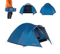 KADVA Tente CAMPdome 3 Dôme pour 3 Personnes 270 x 210 x 125 cm Cadre en Fibre de Verre Imperméable, Léger et Durable Idéal pour Le Camping et la Randonnée Couleur Bleu