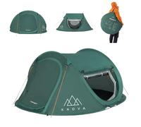 KADVA Tente de Camping Tartuga 3 Tente Pliante pour 3 Personnes 220 x 180 x 105 cm Imperméable 1500 mm avec Moustiquaire 100% Polyester Idéal pour Le Camping et la Randonnée Couleur Vert