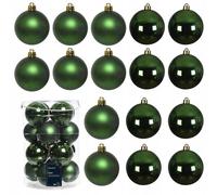 KAE Lot de 16 boules de Noël en verre de 8 cm (vert - vert pin) - Boules de Noël - Décoration de Noël