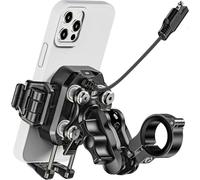 Kaedear KDR-M33A Support de smartphone pour vélo, chargement sans fil, alimenté par USB, support de téléphone portable, pour moto, absorption des vibrations, montage pneumatique, intégré, compact