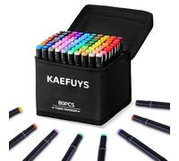 KAEFUYS Feutres Coloriage Adulte Professionnels 80 Couleurs, Feutre a Alcool Twinmarkers Double Pointe pour Art, Croquis, Écriture et Coloriage Adulte, avec Base et Sac de Rangement