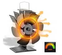KAEFUYS Ventilateur Poele à Bois 6 Pales, Efficacité de Distribution de Chaleur élevée, Fonctionnement Silencieux, Ventilateur Poele à Granulés pour Cheminée Poêle Bois Accessoires de Brûleur à Bois