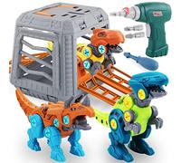 KAEGREEL Dinosaure Jouet Enfant Garcon 2 3 4 5 6 7 8 9 Ans avec Perceuse Électrique & Boîte de Rangement, Jurassic Dinosaure DIY Construction Puzzle Jouet Noël Anniversaire Cadeau pour Garçons Filles