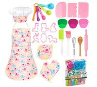 KAEGREEL Kit Petit Chef Cuisine Enfant avec Tablier Eléphant, 26 Pièces Jouet Cuisine Ustensile avec Toque Cuillères Fouet, Chef Jeu de Rôle Cadeaux pour Garçons Filles 3 4 5 6 7 Ans