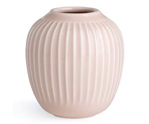 Kähler Hammershøi Vase H13 cm en rose vases de haute qualité en porcelaine faite à la main dans le style scandinave avec des rainures idéal comme vase décoratif pour des bouquets de fleurs, des branches ou comme pièce décorative