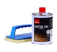 Kährs 710553 Huile de satin 500 ml avec support pour tapis de main Pro - Kit « huile de parquet » avec 2 tampons en laine de mouton