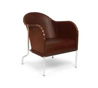 Källemo Fauteuil Bruno Cuir pleine fleur brun-vintage-piètement chrome