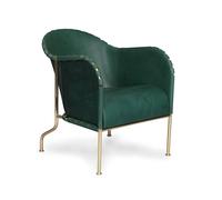 Källemo Fauteuil Bruno Cuir pleine fleur vert bouteille-piètement laiton