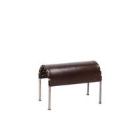 Källemo Pouf Bruno Cuir pleine fleur brun cigare-chrome