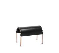 Källemo Pouf Bruno Cuir pleine fleur noir-piètement cuivré