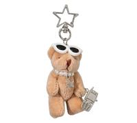 Kaeltsyn Adorable porte-clés ours en fourrure avec pendentif de en forme de cœur, pendentif de tendance, parfait pour à et à main, décoration de sphère étoilée