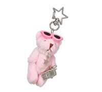 Kaeltsyn Adorable porte-clés ours en fourrure avec pendentif de en forme de cœur, pendentif de tendance, parfait pour à et à main, décoration de sphère étoilée
