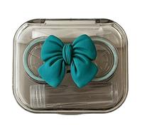 Kaeltsyn Boîte de rangement pour lentilles de contact avec nœud papillon pour un rangement sûr et un transport facile, bleu, Design élégant avec nœud papillon