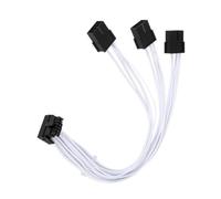 Kaeltsyn Câble d'alimentation de routage de boîtier de bureau, PCIe 5.0 12VHPWR vers 3 x 8 broches GPU câble avec gaine blanche de 30 cm pour configuration de carte graphique