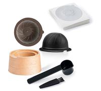 Kaeltsyn Capsules de café rechargeables avec couvercles en aluminium et support, pelle, brosse à expresso