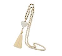 Kaeltsyn Chaîne à franges unique avec pendentif en forme de cœur - Longue chaîne de pull - Bijou décontracté - Accessoire ethnique - Collier de perles d'inspiration non conformiste, One Size, Comme