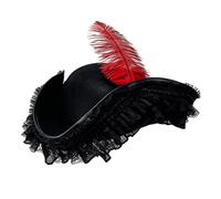 Kaeltsyn Chapeau de pirate avec plume décorative pour déguisement à thème | Corps en tissu avec une plume décorative, détail du costume de pirate à bords, adapté séances photo et