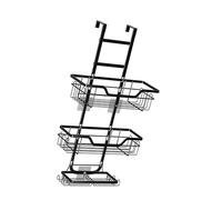 Kaeltsyn Chariot de douche haute capacité monté sur porte avec rangement double rang et 3 fixations pour l'organisation de la salle de bain, le déni de la substance en fer, installation de perceuse