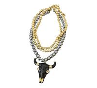Kaeltsyn Collier bohème avec pendentif en forme de crâne de vache, ras de cou, pièces de déclaration superposées pour femmes, bijoux gothiques