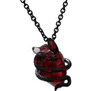 Kaeltsyn Collier pendentif serpent avec un cœur rouge | Centre de table en forme de cœur rouge vif, forme de serpent sculptural, accent sur le thème sombre pour Halloween