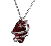 Kaeltsyn Collier pendentif serpent avec un cœur rouge | Centre de table en forme de cœur rouge vif, forme de serpent sculptural, accent sur le thème sombre pour Halloween