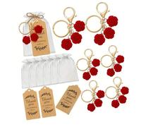 Kaeltsyn De 10 jolis porte-clés en forme de rose avec organza pour d ' anniversaire spécial