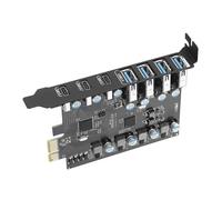 Kaeltsyn Easy Installs Carte d'extension PCIe vers USB 3.1 avec port 4 A et 3 ports de type C pour ordinateur de bureau Utilisation PCIe vers adaptateur