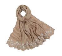Kaeltsyn Écharpe hijab musulmane avec fleur brodée pour femmes islamiques, couvre-chef respirant pour diverses occasions, écharpe hijab musulmane élégante avec fleur brodée, châle élégant