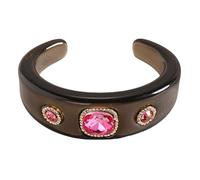 Kaeltsyn Élégante manchette ronde réglable avec strass en résine légère, One Size, Comme décrit