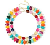 Kaeltsyn Ensemble de colliers de perles en résine | Fermoirs mousquetons individuels et chaînes d ' extension en métal, placement flexible des brins, superposé