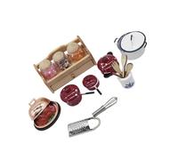 Kaeltsyn Ensemble de cuisine miniature de qualité collector échelle 1/12 pour maisons de poupées, métal et bois, convient pour différents décors, maisons de poupées, accessoires de cuisine
