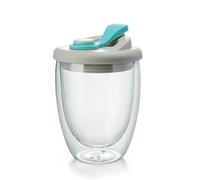 Kaeltsyn Gobelet à lait isotherme à double paroi en verre borosilicate avec couvercle anti-fuite pour boissons chaudes et froides 450 ml, 350 ml, 250 ml, tasse à lait en verre isotherme à double paroi