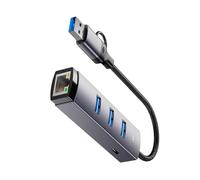 Kaeltsyn Hub USB C en aluminium avec port RJ45 et transfert de données rapide pour ordinateur portable, tablette, double port Gigabit Ethernet Link