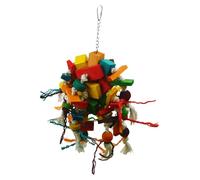 Kaeltsyn Jouet à mâcher pour Oiseaux, Cage en Bois colorée à Suspendre pour Conures du Sénégal, Petits Oiseaux de Compagnie, perroquets, Cage à Suspendre avec des Blocs de Bois