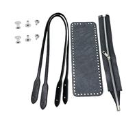 Kaeltsyn Kit de fabrication de sacs à main en cuir avec bandoulière, bandes zippées, bases de sacs à main pour crochet et sac à main, Noir